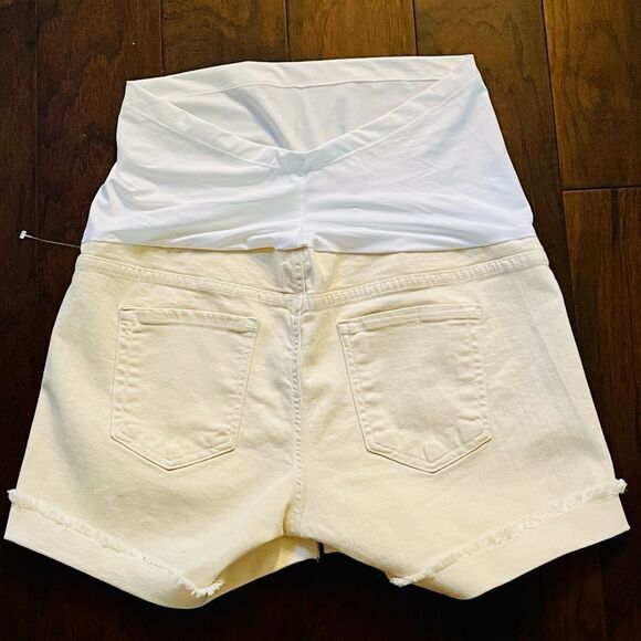 Just Black Maternity Cuffed Distressed Denim Shorts in Cream Size 31 - Picture 3 of 3